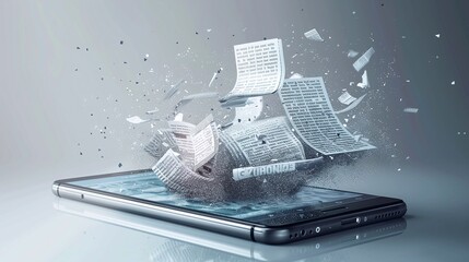 Explosive digital transformation disrupting the modern information landscape with data cloud and network elements in dynamic motion symbolizing the power of innovation and progress in the digital age