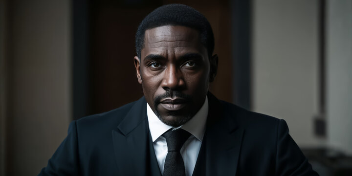 African American black man in a business suit boss portrait people businessman expression serious face
