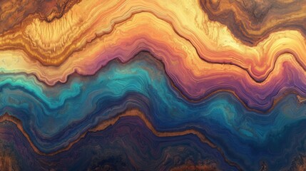Fototapeta premium Mesmerizing geological abstract with vibrant earth-toned fluid layers