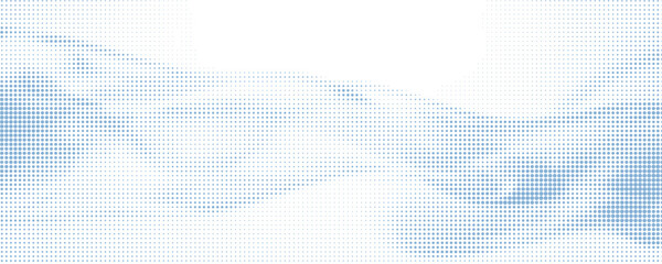 Flowing dots particles wave pattern halftone gradient curve shape isolated on white background. Vector in concept of technology, science, music, modern. eps 10