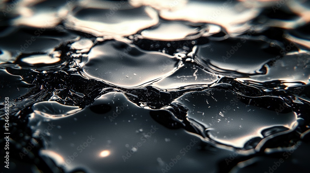 Wall mural close-up of cracked glass with light refraction creating abstract patterns and texture in a dramatic