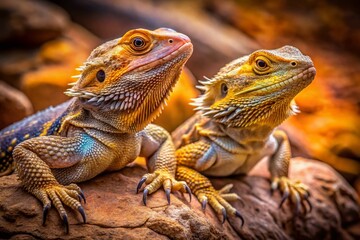 Obraz premium Aerial View of Two Bearded Dragons, Possible Mates or Family