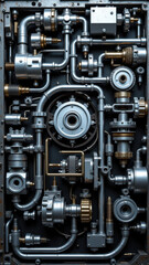 Fototapeta premium High-resolution photograph of intricate industrial machinery with numerous tubes and valves.