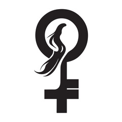 Female gender symbol merged with a woman’s silhouette - International Women’s Day March 8