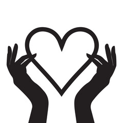 Obraz premium A simple, elegant silhouette of two hands forming a heart shape - International Women’s Day March 8