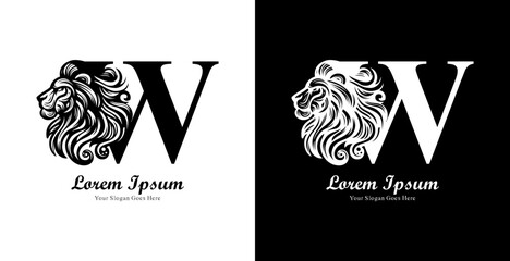 The logo design is in the shape of a lion's head with a side view combined with the letter W