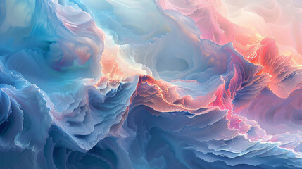 Fototapeta premium Surreal Abstract Landscape Sky Design Blending Pink Blue and White Hues Creating Fantasy Cloud Effect