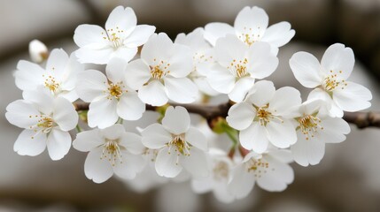 Obraz premium Delicate White Cherry Blossoms in Full Bloom