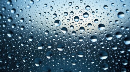 Transparent Water Droplets Cling to a Window at Dawn Creating a Nature Display