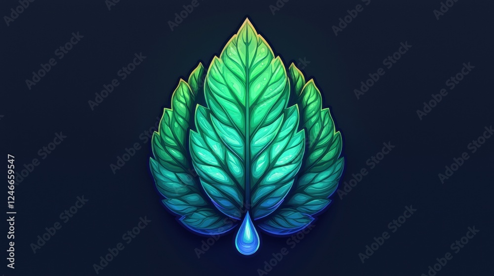 Wall mural elegant leaf icon design with teardrop shape and vibrant colorful background enhancing nature theme 