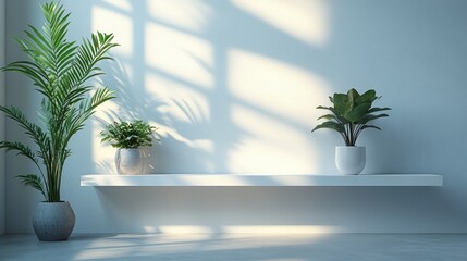 Minimalist Interior Scene Bright White Wall Soft Natural Light Scandinavian Design