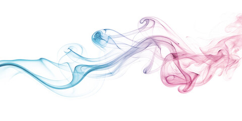 Abstract blue and pink smoke waves in a graceful, flowing motion on a transparent background.