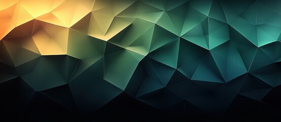 Fototapeta premium Deep Emerald Green Abstract Geometric Background with Gradient for Wide Banner Design