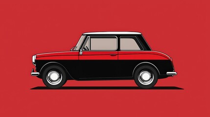 Iconic Small Car Design on Rectangular Background with Vibrant Color Contrast for Creative Projects and Decorative Uses