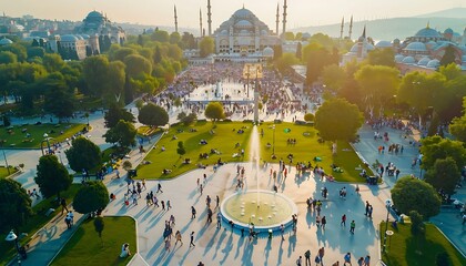 Naklejka premium Aerial view of Sultanahmet Square in Istanbul, Turkey.
