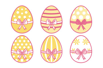 A Bundle of Cute Egg with ribbon vector cartoon illustration Easter day