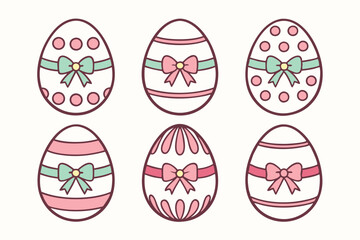 A Bundle of Cute Egg with ribbon vector cartoon illustration Easter day