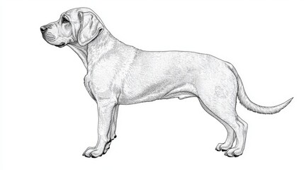 Obraz premium Majestic Dog Breed Profile Detailed Drawing of a Labrador Retriever in a Natural Setting