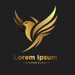 Elegant Luxurious Golden Bird Logo Vector Design for Premium Brand Identity Concept