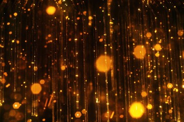 Mystical Golden Bokeh with Abstract Light Trails and Glowing Particle Effects