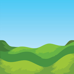 A green field with a blue sky and clouds  Premium AI-generated vector