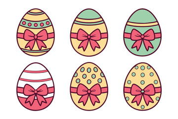 A Bundle of Cute Egg with ribbon vector cartoon illustration Easter day