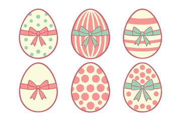 A Bundle of Cute Egg with ribbon vector cartoon illustration Easter day