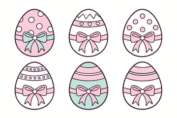 A Bundle of Cute Egg with ribbon vector cartoon illustration Easter day