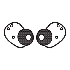 wireless earbud vector black and white inside view