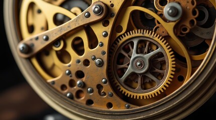 Obraz premium Intricate Details of an Antique Clock Mechanism Showcasing Gears and Metal Parts
