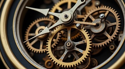 Intricate Design of Antique Clock Mechanism Showcasing Gears and Craftsmanship
