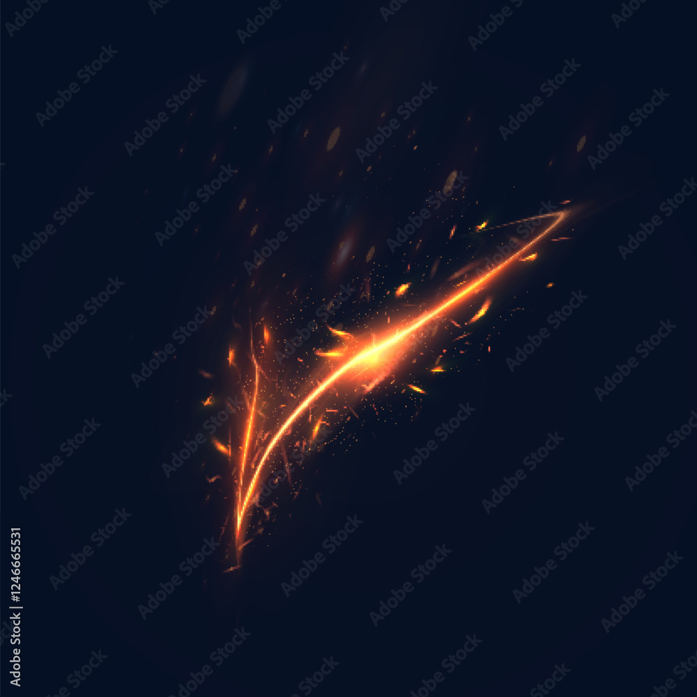 Aufkleber hot stream with fire sparks and glowing particles. vector design of fire movement for effects, banne