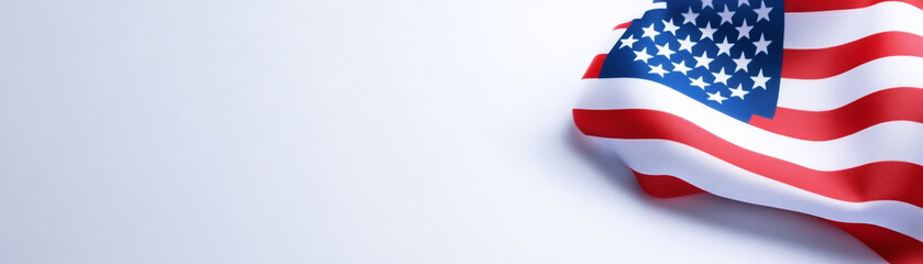 Fototapeta premium Waving American flag symbolizing patriotism and national pride on a neutral background.
