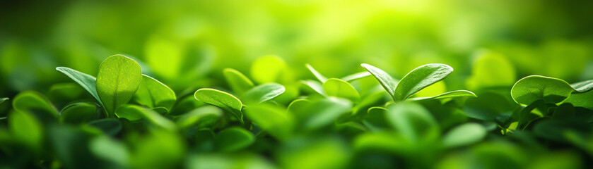 Obraz premium Vibrant close-up of lush green leaves basking in sunlight, symbol of growth and vitality.