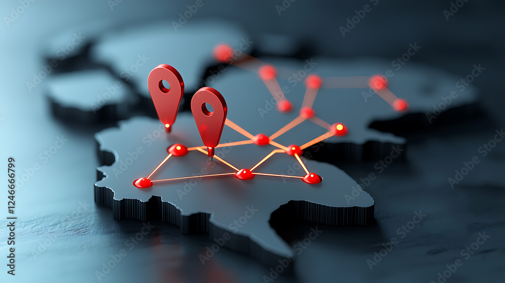 Poster geolocation mapping innovations global network digital technology interactive visualization close-up