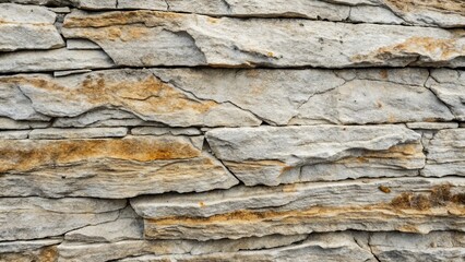 Textured Gray Stone Wall with Natural Layers and Patterns