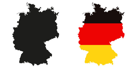 Obraz premium Image of the German flag. Flag along the contour of the territory of Germany.
