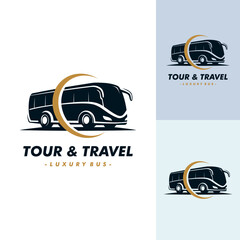 tour and travel bus holiday logo design template illustration