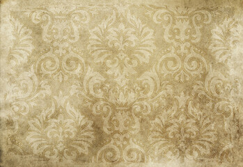 Old beige ornamental paper background for design.
