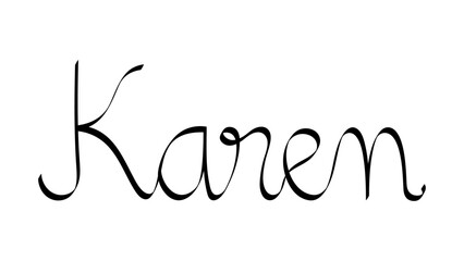 Black handwritten female name "Karen"