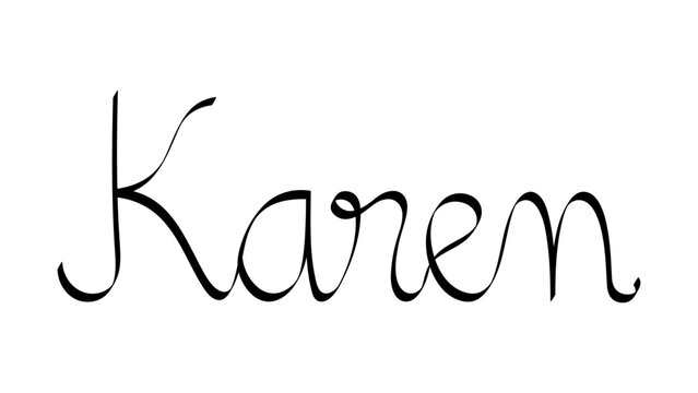 Black handwritten female name "Karen"