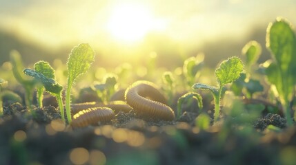 Green Seedlings Growing in Soil Under Bright Sunlight Environment