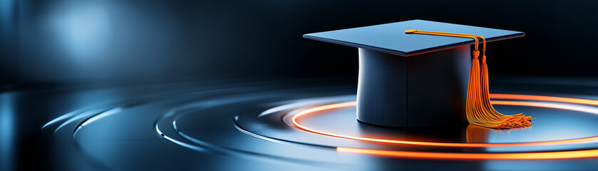 A modern graduation cap displayed on a minimalist background, symbolizing achievement.