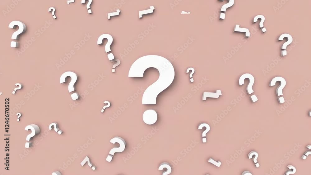 Aufkleber White question marks float gently against a solid pink backdrop, creating a visual representation of uncertainty, inquiry, and the search for answers