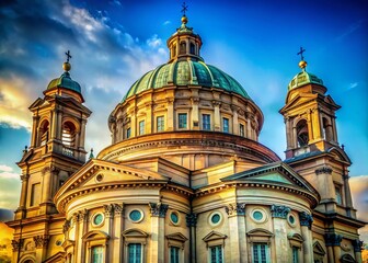 Fototapeta premium Candid Architectural Sketch: Vicoforte Sanctuary's Elliptical Dome, Italy