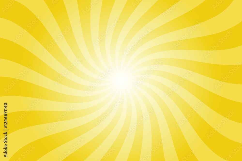 Aufkleber Abstract yellow background with rays retro starburst. Radial spiral stripes bright yellow backdrop. Vintage sun beam texture. Sun rays pattern. Groovy retro swirl burst. Summer carnival background