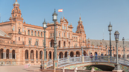 Naklejka premium Plaza de Espana timelapse hyperlapse in Seville, Spain