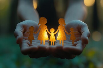 Family Support and Love in Paper Cutouts Helping Foster Care Adoption and Mental Health Community