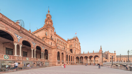 Obraz premium Plaza de Espana timelapse hyperlapse in Seville, Spain