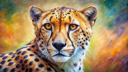 Fototapeta premium Cheetah Watercolor Clipart: High-Resolution Wildlife Painting for Design Projects